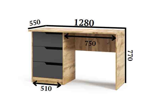 Письменный стол VRN- "Bedroom 3" (корпус белый, фасад серый, графит) 