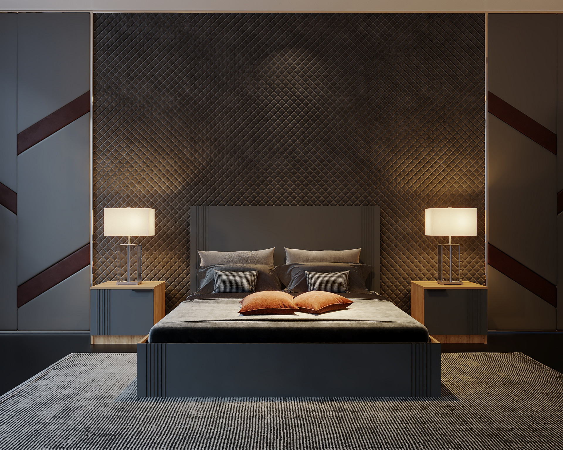 Тумба прикроватная правая/левая на 1 дверь ViA- APC АТ-1 (дуб тахо/темно-серый)