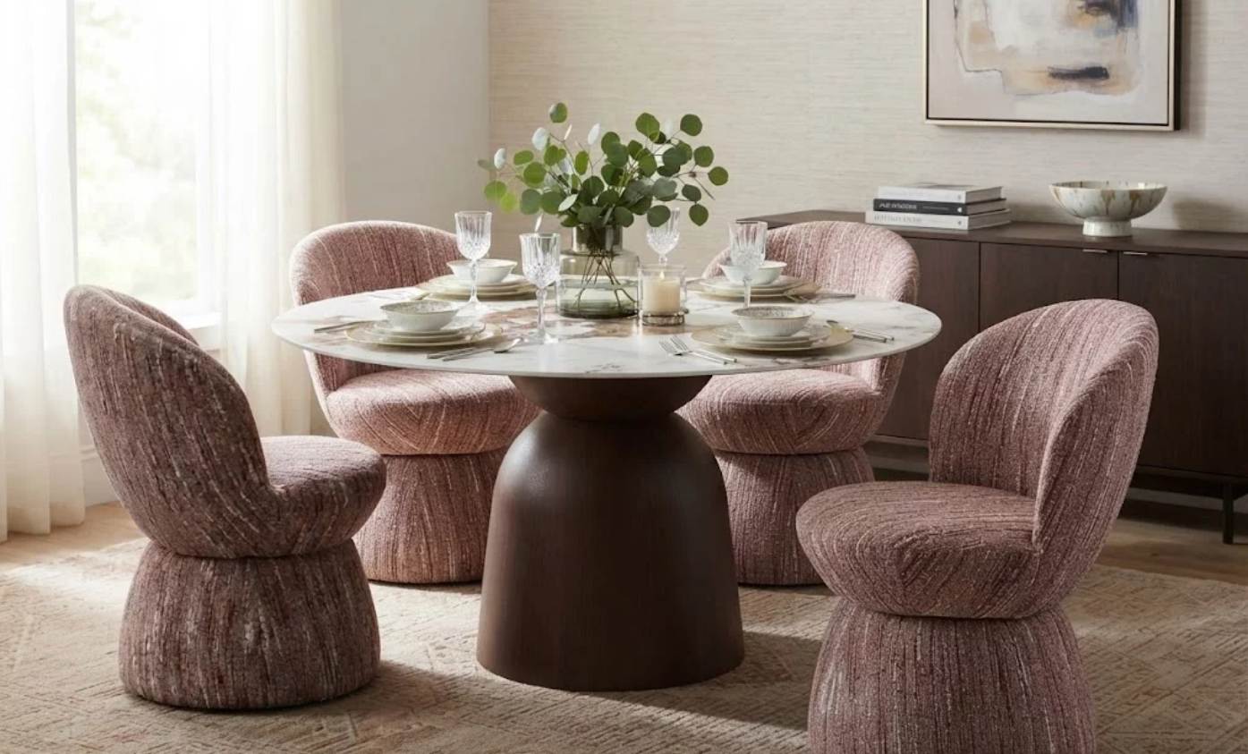 Стілець обідній з підлокотниками поворотний CRV- Hoop Coffee tweed