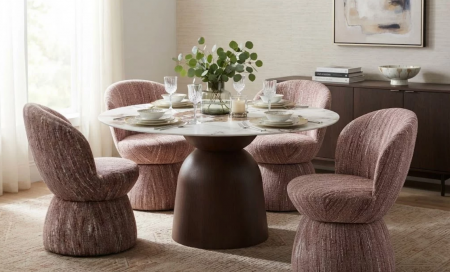 Стілець обідній з підлокотниками поворотний CRV- Hoop Coffee tweed