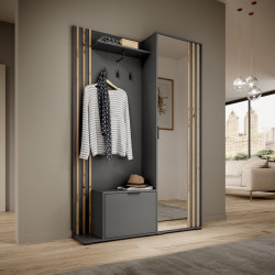 Прихожая с зеркалом Perfect Home Нелли / Nelly 2-дверная Графит/дуб артизан