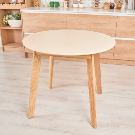 Стол круглый кухонный (дерево, МДФ, HPL) Ont- Густаво 90 Бежевый