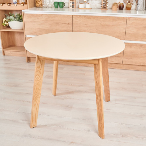 Стол круглый кухонный (дерево, МДФ, HPL) Ont- Густаво 90 Бежевый
