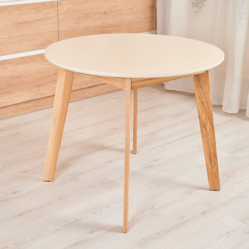 Стол круглый кухонный (дерево, МДФ, HPL) Ont- Густаво 90 Бежевый