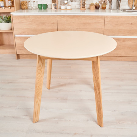Стол круглый кухонный (дерево, МДФ, HPL) Ont- Густаво 90 Бежевый