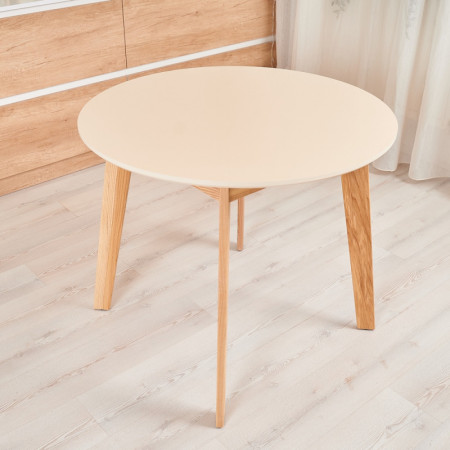 Стол круглый кухонный (дерево, МДФ, HPL) Ont- Густаво 90 Бежевый