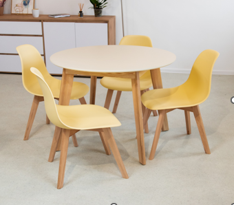 Стол круглый кухонный (дерево, МДФ, HPL) Ont- Густаво 90 Бежевый