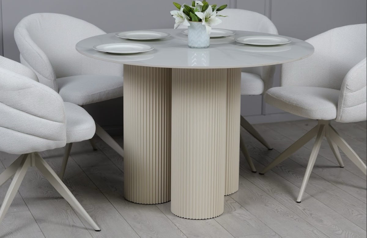 Стол обеденный TOP- Ажур белый глянец диаметр 110