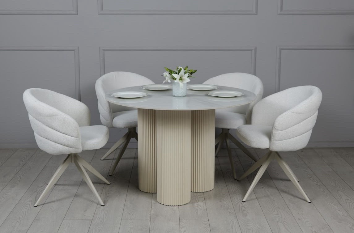 Стол обеденный TOP- Ажур белый глянец диаметр 110