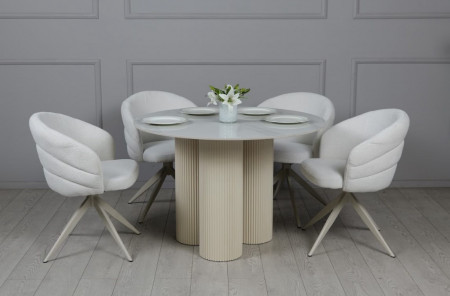 Стол обеденный TOP- Ажур белый глянец диаметр 110