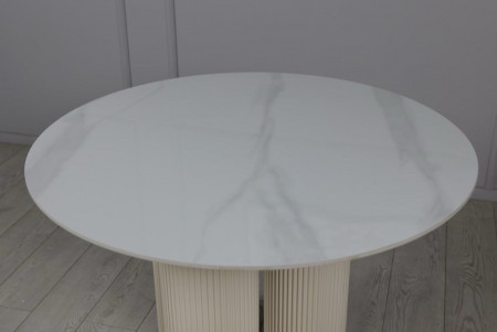 Стол обеденный TOP- Ажур белый глянец диаметр 110