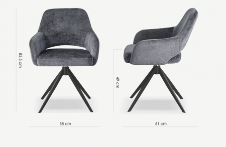 Стул обеденный CRV- Rouse Charcoal chic поворотный 360°, серый