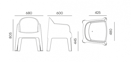 Кресло обеденное уличное VLL- FERNE Milane (антрацит, серый)
