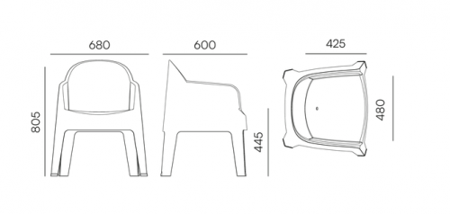 Кресло обеденное уличное VLL- FERNE Milane (антрацит, серый)