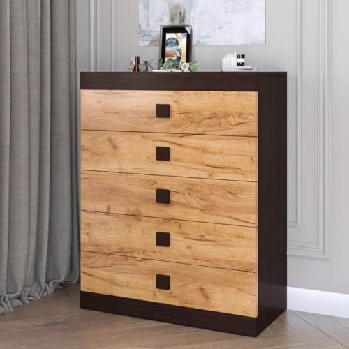 Высокий комод EVR- Соната-2 венге + фасад крафт золотой