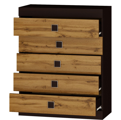 Высокий комод EVR- Соната-2 венге + фасад крафт золотой