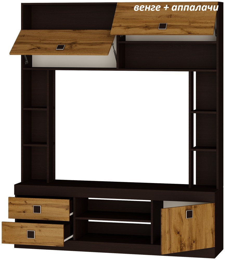 Стенка в гостиную EVR- Соната венге + фасад крафт золотой