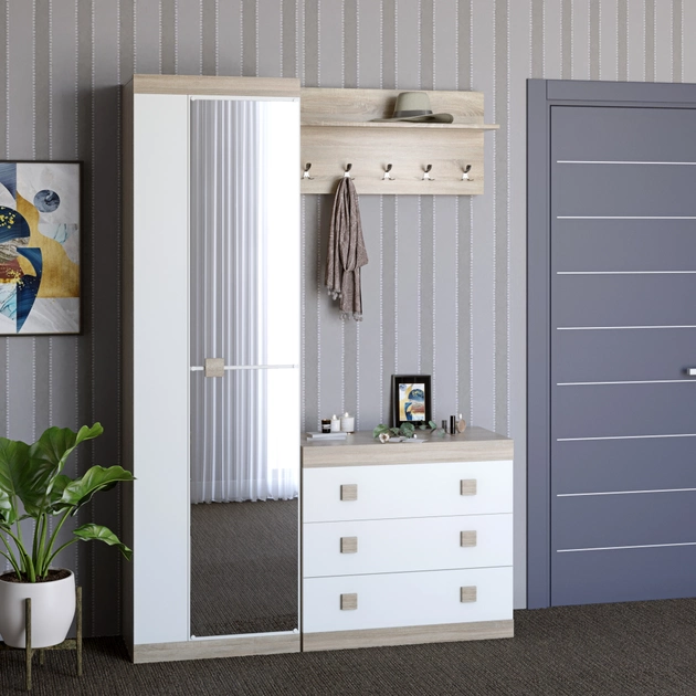 Прихожая(модульная) EVR- Соната-4 дуб Сонома + белый