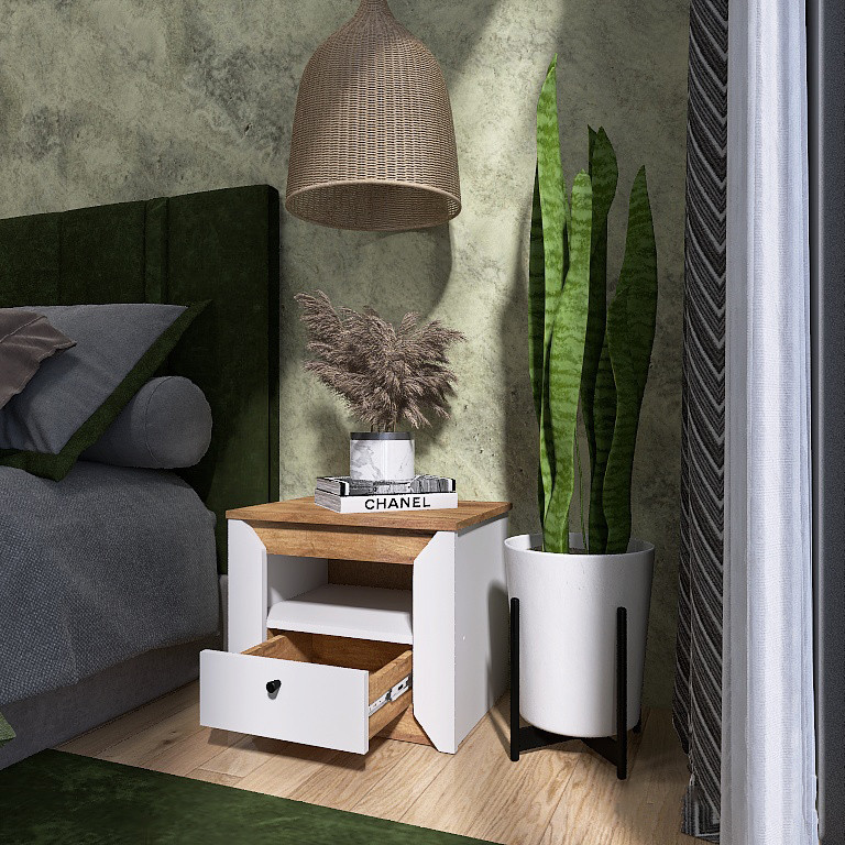 Спальня (модульная) EVR- Нордик-2 дуб крафт золотой + фасад белый