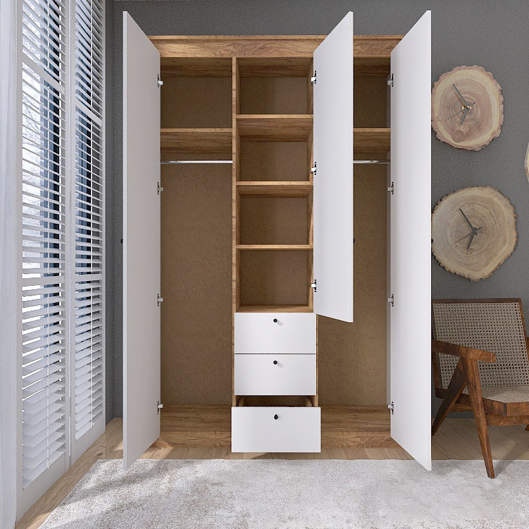 Спальня (модульная) EVR- Нордик-2 дуб крафт золотой + фасад белый