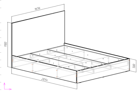 Кровать двуспальная ViA- APC АЛ-1 (дуб тахо/темно-серый)