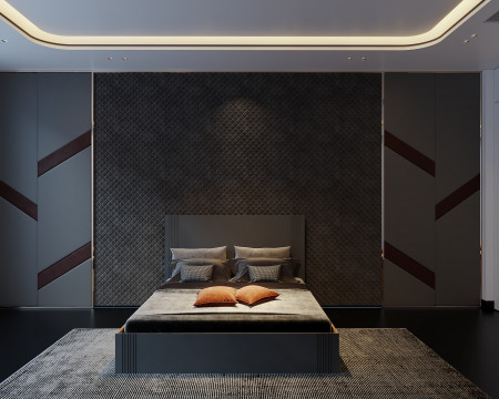 Кровать двуспальная ViA- APC АЛ-1 (дуб тахо/темно-серый)