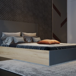 Кровать двуспальная ViA- APC АЛ-1 (дуб тахо/темно-серый)