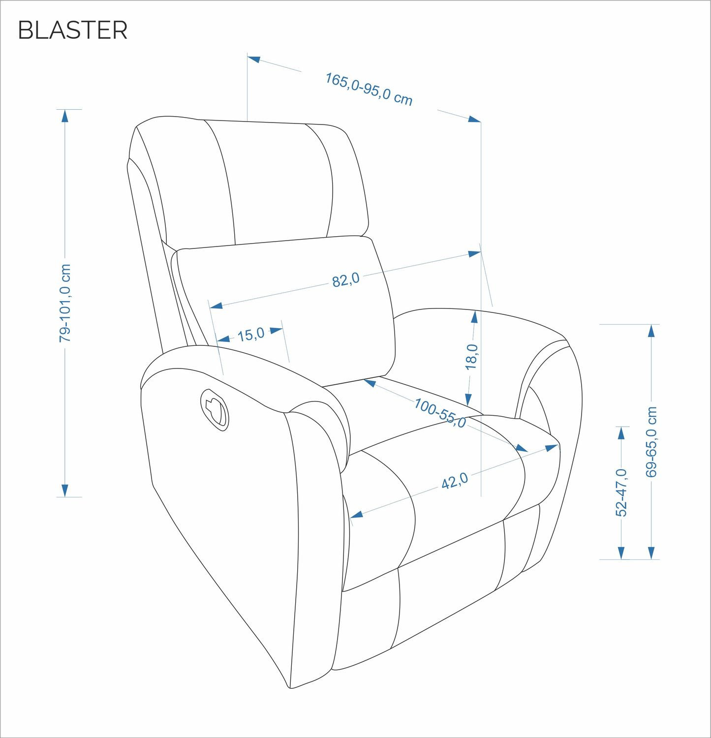 ​Кресло для отдыха Halmar BLASTER пепельный