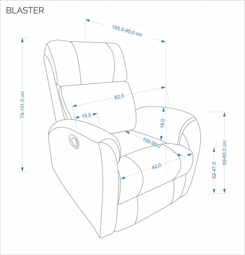 ​Кресло для отдыха Halmar BLASTER пепельный