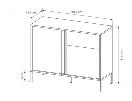 Комод Perfect Home Даст/Dast 2-дверный с 1 ящиком 2DS/104 Беж