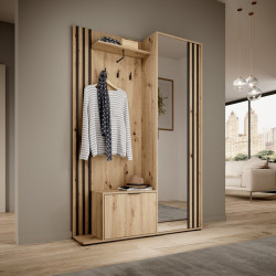 Прихожая с зеркалом Perfect Home Нелли / Nelly 2-дверная Дуб артизан/черный