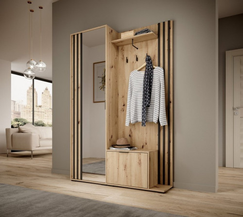Прихожая с зеркалом Perfect Home Нелли / Nelly 2-дверная Дуб артизан/черный