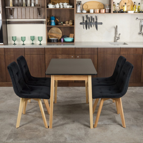 Комплект обеденный Ont- Леонардо 100 черный + 4 стула Дарио черные