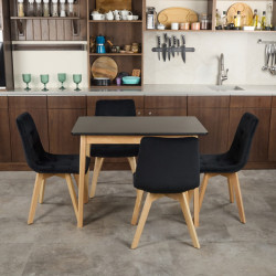 Комплект обеденный Ont- Леонардо 100 черный + 4 стула Дарио черные