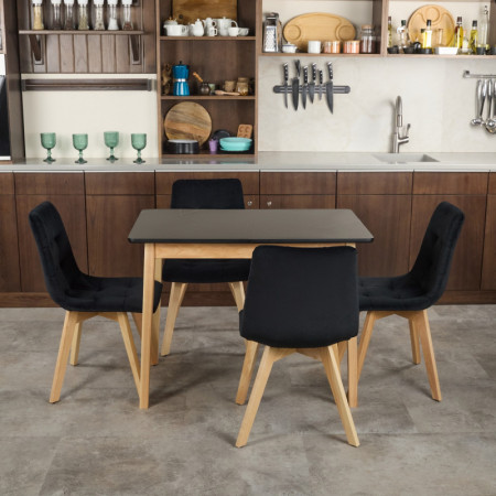 Комплект обеденный Ont- Леонардо 100 черный + 4 стула Дарио черные