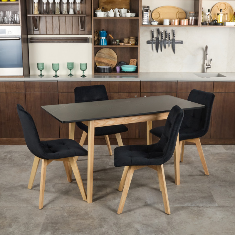 Комплект обеденный Ont- Леонардо 100 черный + 4 стула Дарио черные