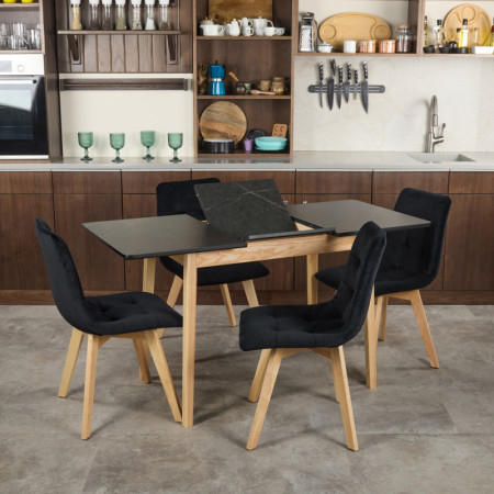 Комплект обеденный Ont- Леонардо 100 черный + 4 стула Дарио черные