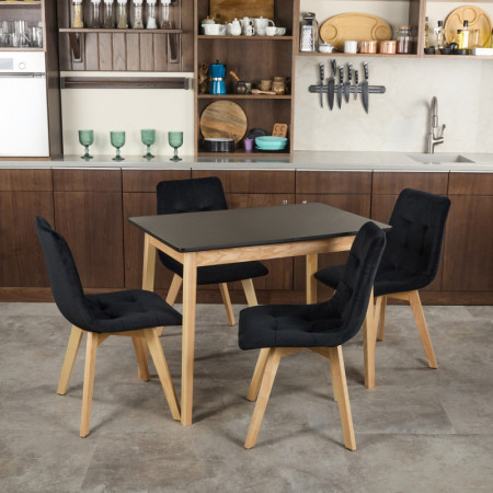 Комплект обеденный Ont- Леонардо 100 черный + 4 стула Дарио черные