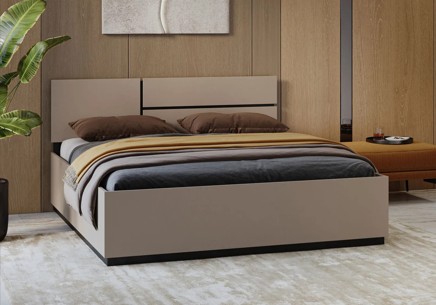 Кровать двуспальная Helvetia CROSS S (конго-черный)