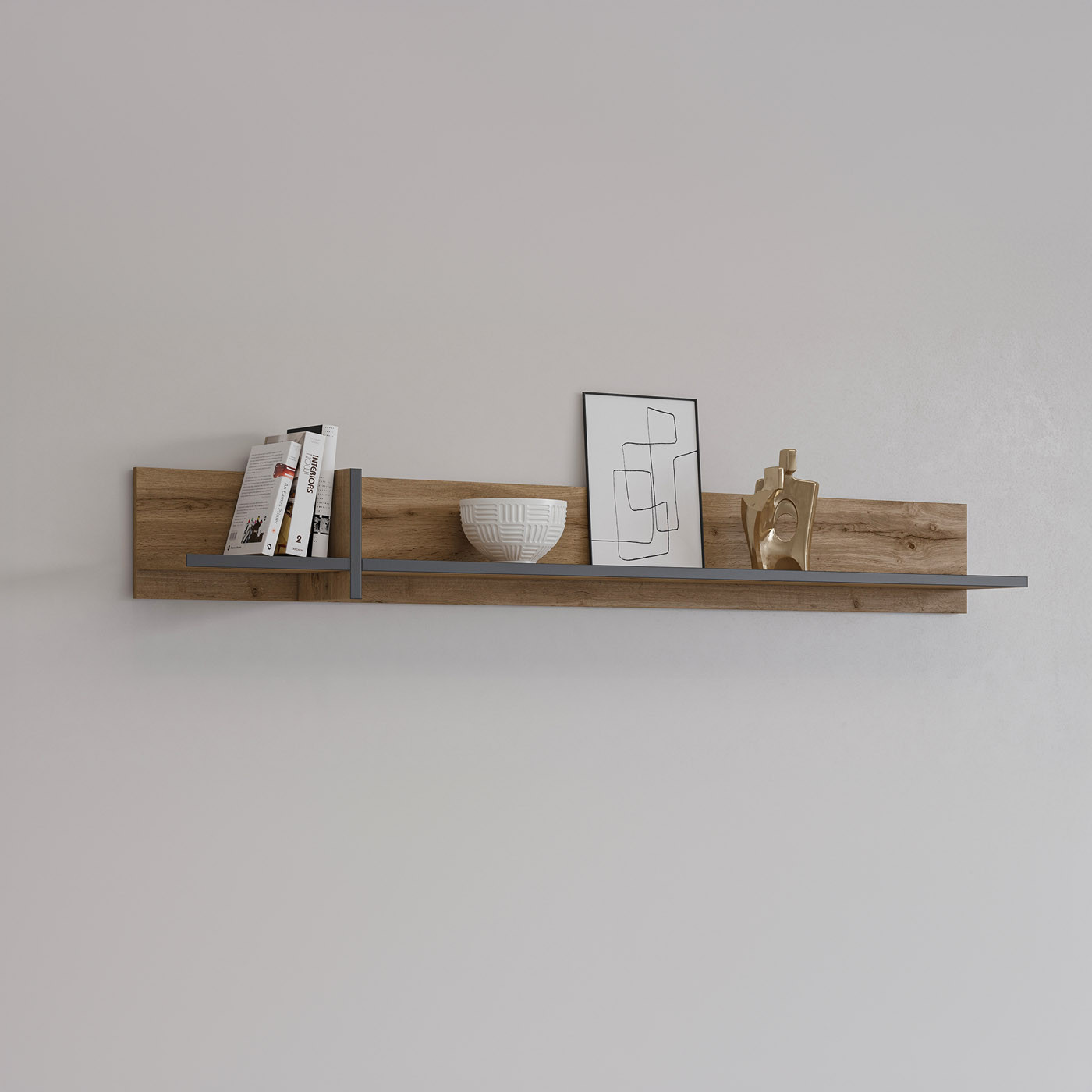 Полка навесная Helvetia CROSS 24N6MY02 (дуб вотан-черный)