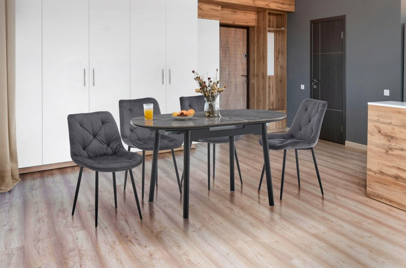 Стол обеденный раскладной BIO- Grace Титан черный/керамика Армани BNS GREY