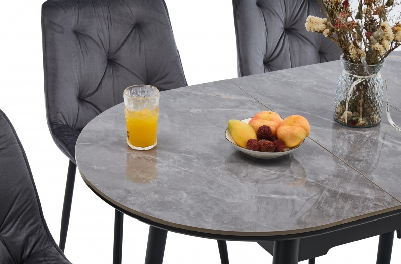 Стол обеденный раскладной BIO- Grace Титан черный/керамика Армани BNS GREY