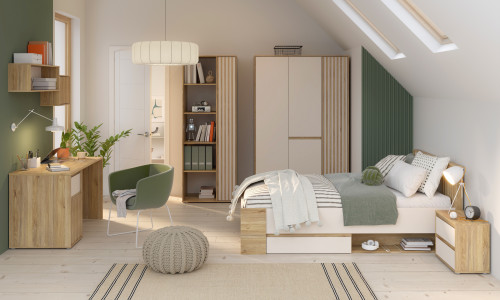 Кровать односпальная Forte ELISTON EGML1122 (дуб Маувелла/песочный)