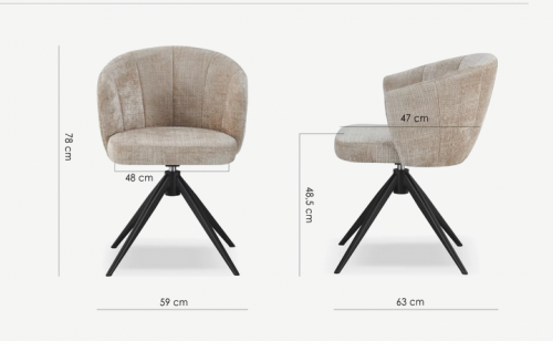 Стул обеденный CRV- Gear Powder dawn charm поворотный 360°,бежевый