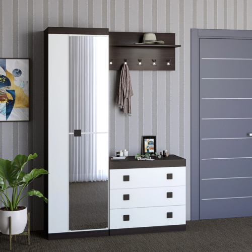 Прихожая(модульная) EVR- Соната-4 венге темный + белый