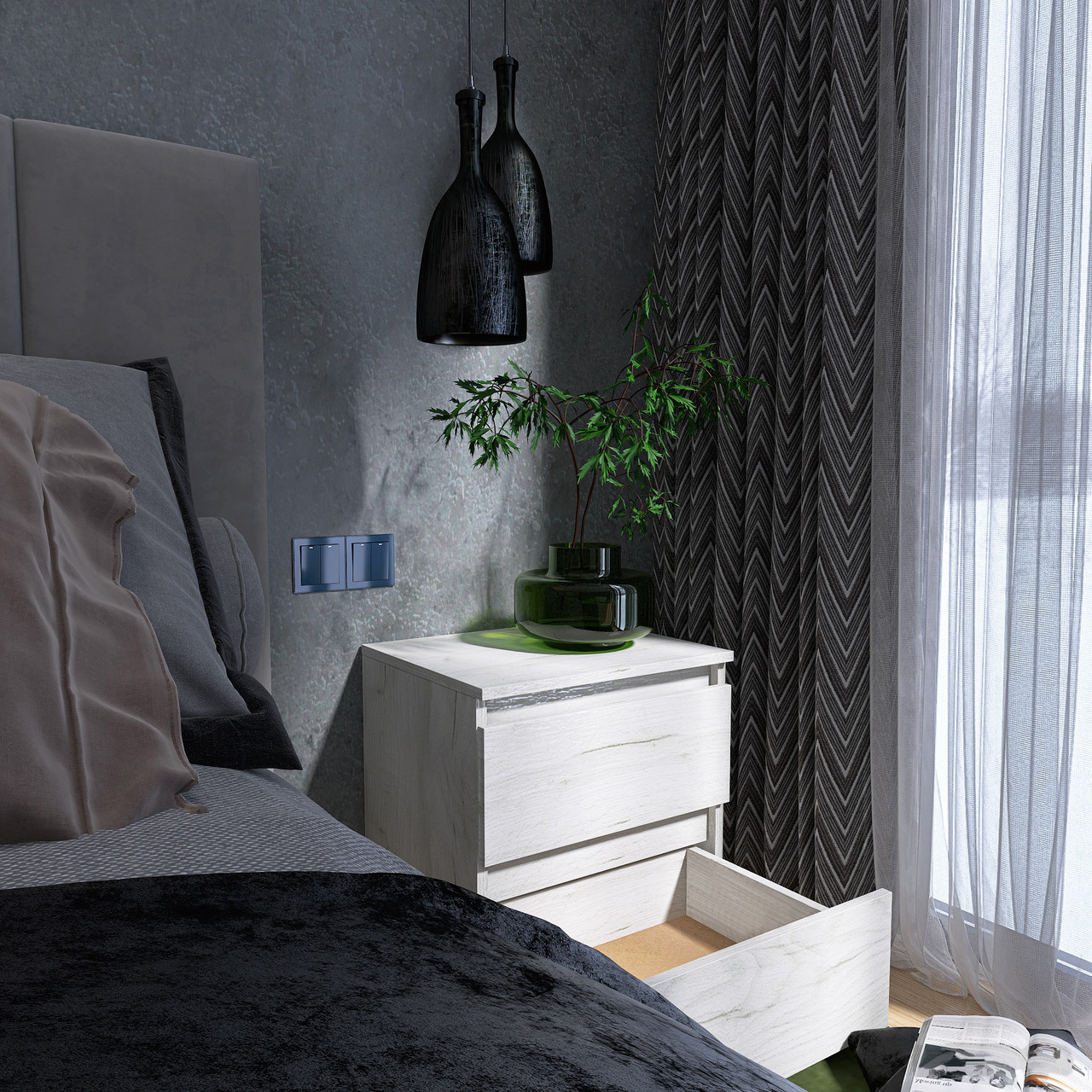 Тумба прикроватная EVR- Лайт ТЛ-1 крафт белый