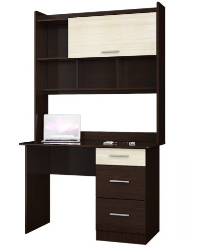 Стол письменный с надстройкой EVR- Школьник-4 венге + дуб молочный