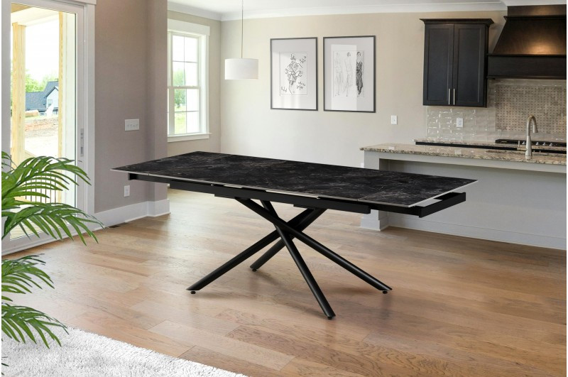 Стол обеденный раскладной BIO- Grace Мелани (керамика антрацит глянец)