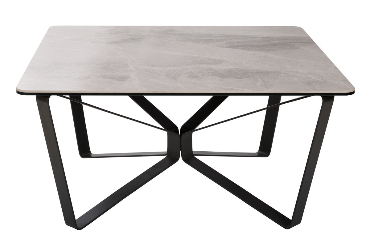 Стол журнальный квадратный модерн NL- LUTON S керамика светло-серый глянец