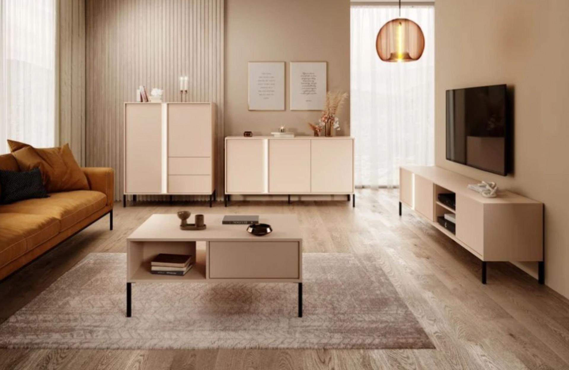 Тумба под телевизор Perfect Home Даст/Dast 3-дверная 3D/203 Беж